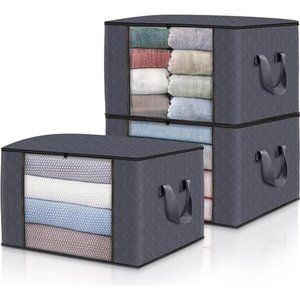 3-Pack Clothes Storage,Foldable Blanket Storage Bags,Storage Containers